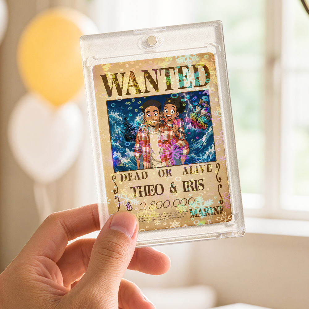 Carte De Jeu De Prime Personnalisée Avec Portrait De Couple D'anime, Carte De Prime Wanted Personnalisée Avec Feuille Holographique, Cadeau Unique Pour Les Couples Et Les Amis - MaPhotocaleconFr