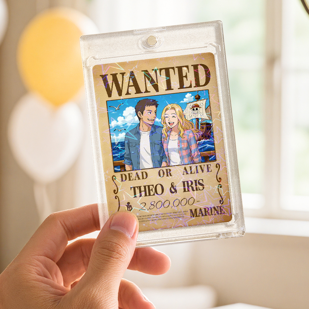 Carte De Jeu De Prime Personnalisée Avec Portrait De Couple D'anime, Carte De Prime Wanted Personnalisée Avec Feuille Holographique, Cadeau Unique Pour Les Couples Et Les Amis - MaPhotocaleconFr