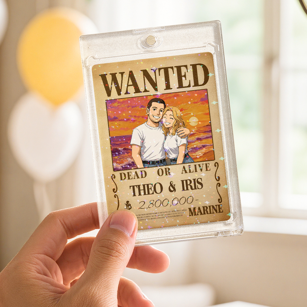 Carte De Jeu De Prime Personnalisée Avec Portrait De Couple D'anime, Carte De Prime Wanted Personnalisée Avec Feuille Holographique, Cadeau Unique Pour Les Couples Et Les Amis - MaPhotocaleconFr