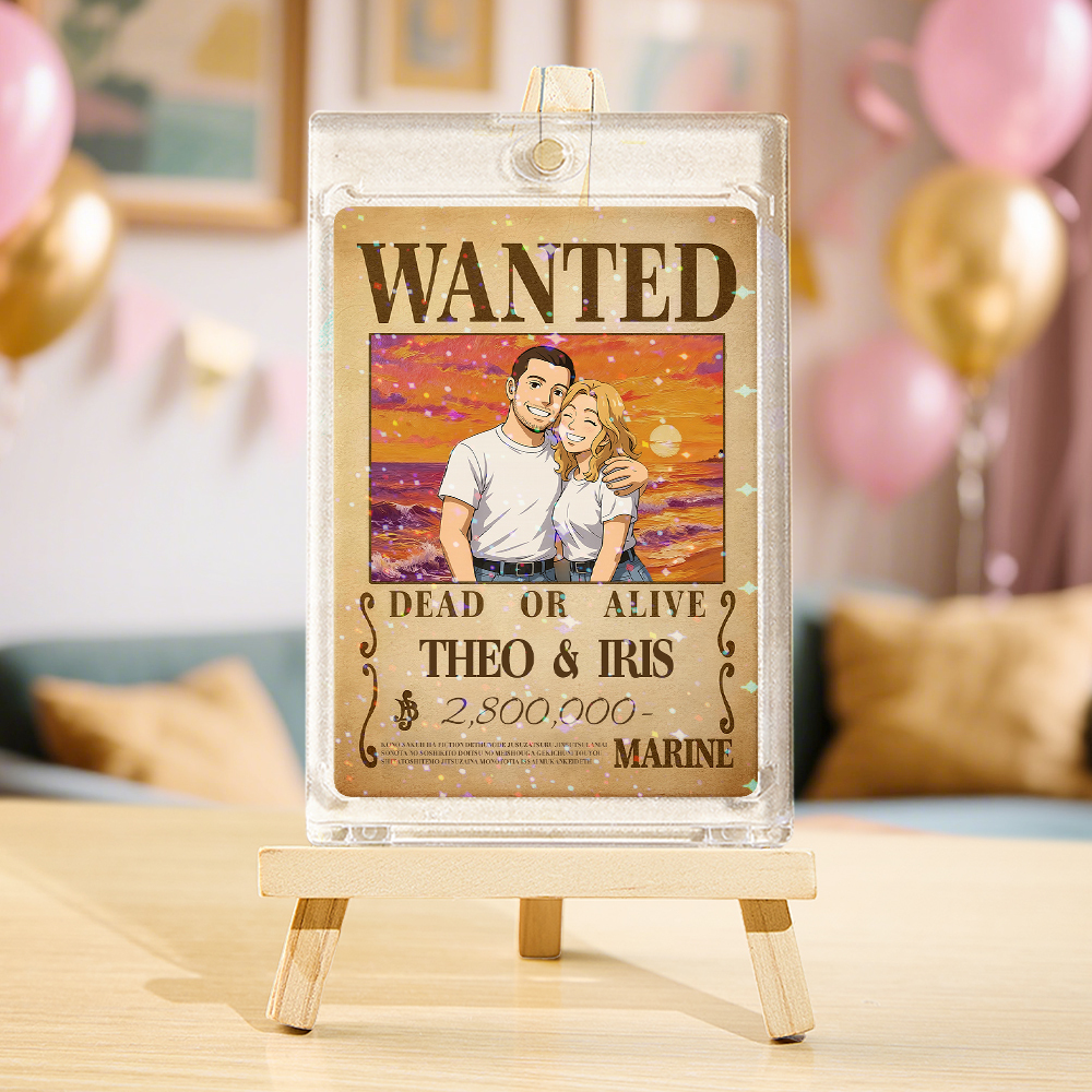 Carte De Jeu De Prime Personnalisée Avec Portrait De Couple D'anime, Carte De Prime Wanted Personnalisée Avec Feuille Holographique, Cadeau Unique Pour Les Couples Et Les Amis - MaPhotocaleconFr