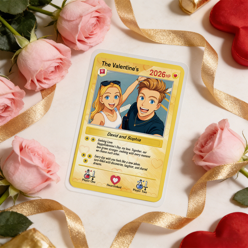 Carte De Saint-valentin Personnalisée Pour Couple, Carte D'anniversaire Personnalisée Avec Photo De Couple Style Anime, Cadeau Idéal Pour La Saint-valentin.