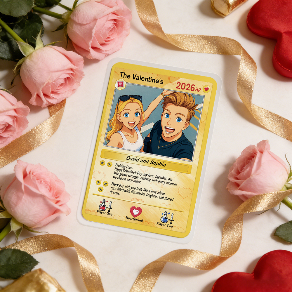 Carte De Saint-valentin Personnalisée Pour Couple, Carte D'anniversaire Personnalisée Avec Photo De Couple Style Anime, Cadeau Idéal Pour La Saint-valentin. - MaPhotocaleconFr