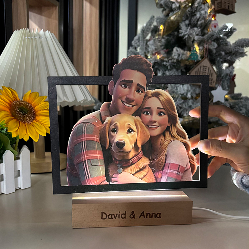 Veilleuse Avec Cadre Photo Personnalisé, Lampe Led Personnalisée Pour Couple, Cadeau Idéal Pour La Saint-valentin.