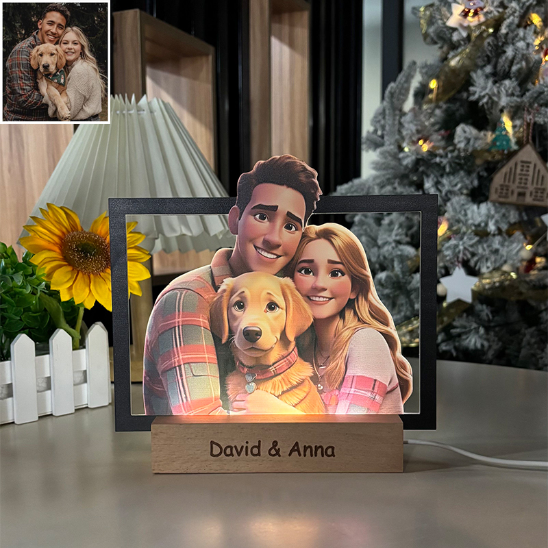 Veilleuse Avec Cadre Photo Personnalisé, Lampe Led Personnalisée Pour Couple, Cadeau Idéal Pour La Saint-valentin.