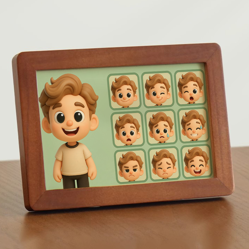 Cadre Photo Personnalisé Avec Image De Dessin Animé Et Émoticônes Q-version 9 Packs D'émoticônes Différents Cadre Photo Personnalisé