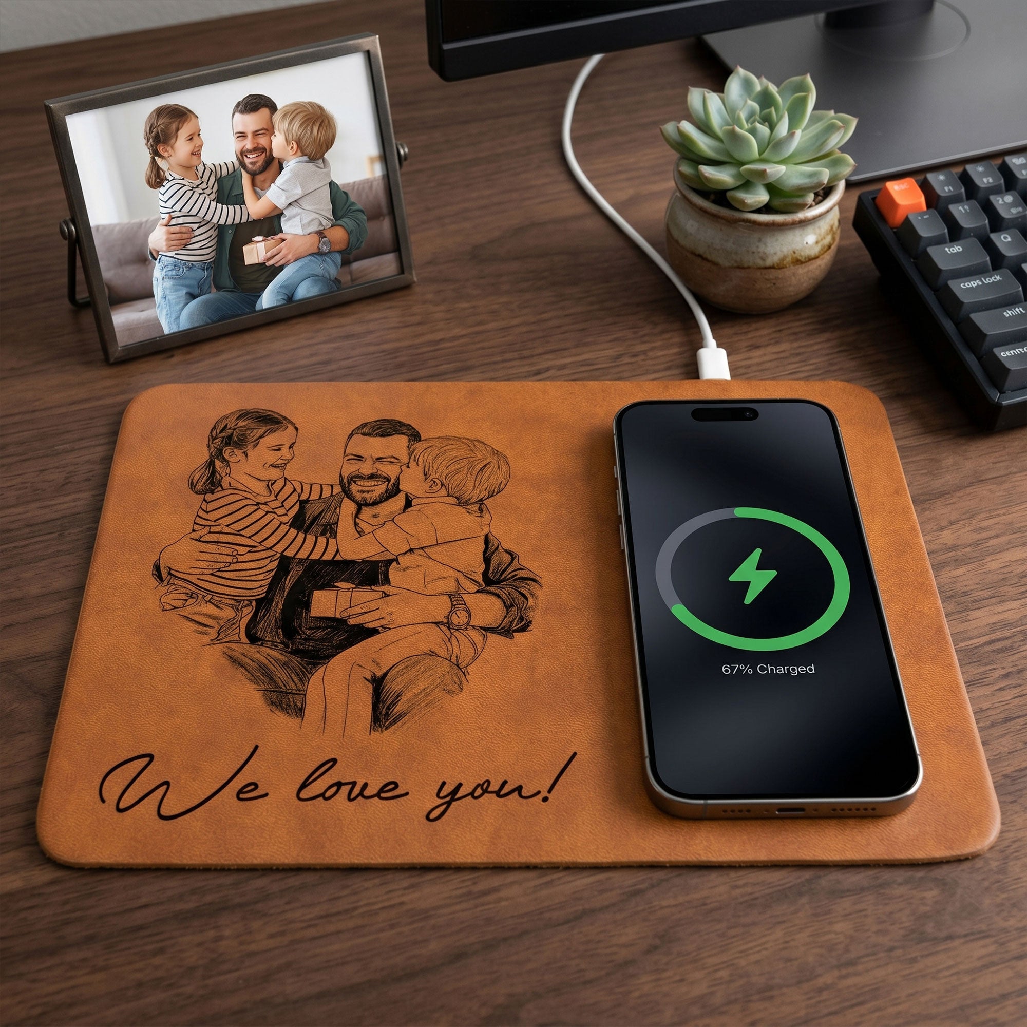 Tapis De Chargement Personnalisé Dad Sketch Line Art Photo Personnalisée Cadeau De Fête Des Pères Pour Papa