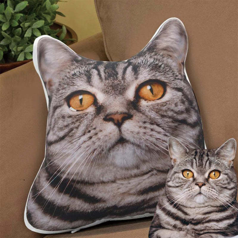 Oreiller Photo Tête De Chat Personnalisé, Oreiller 3d Avec Portrait De Visage D'animal De Compagnie - MaPhotocaleconFr