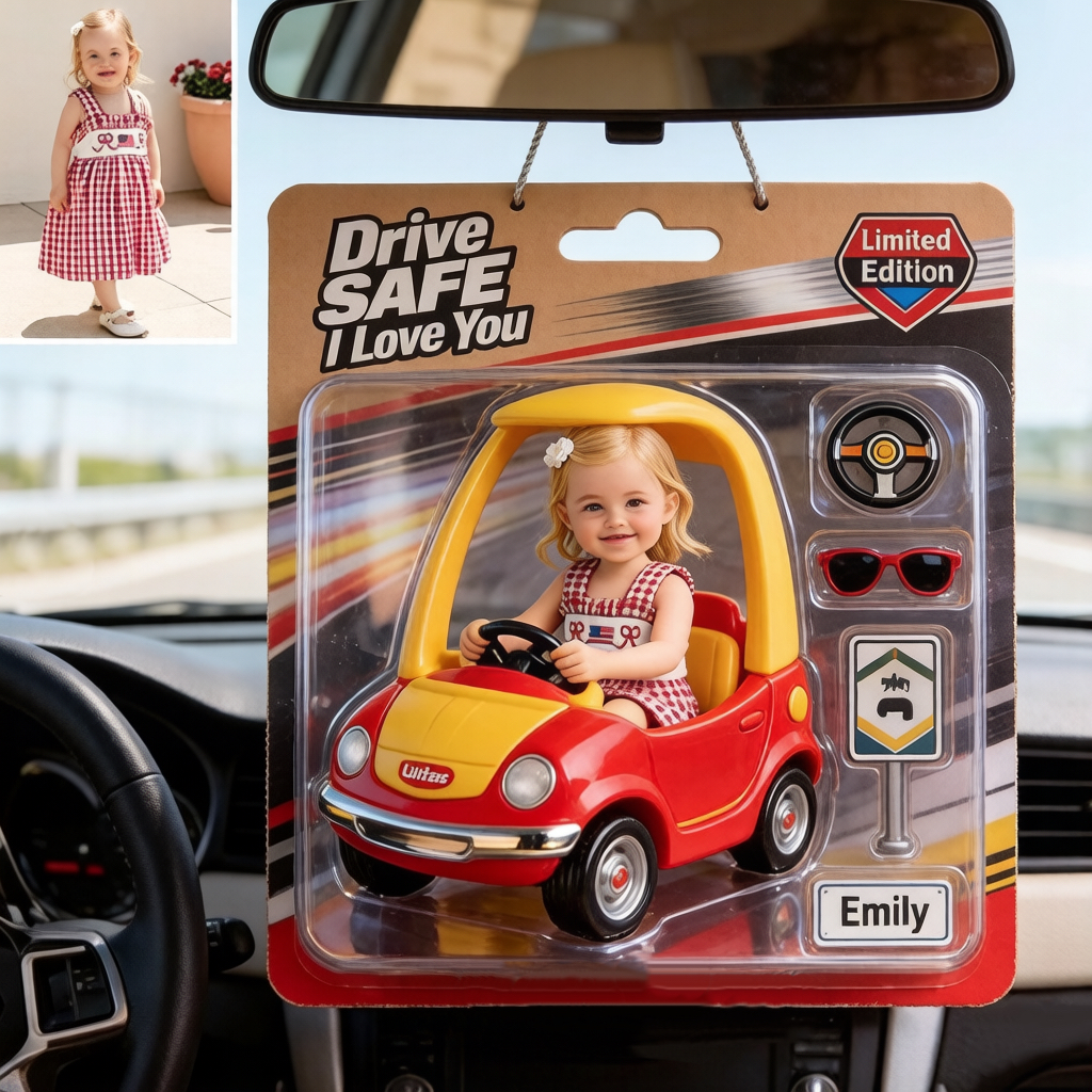 Suspension de Voiture 2D Personnalisée Conduis prudemment, Papa en Acrylique, Suspension de Voiture Personnalisée, Cadeau Idéal Pour La Première Fête Des Pères