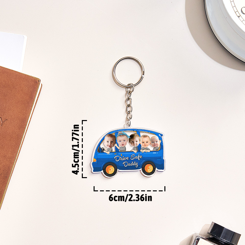 Porte-clés Personnalisé « conduisez Prudemment » ; Porte-clés De Style Voiture Personnalisé, Cadeaux Pour Papa - MaPhotocaleconFr