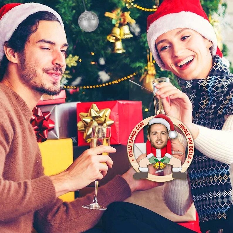 Ornement De Noël Personnalisé Et Amusant, Ornement De Visage Personnalisé Pour Couples, Cadeau De Noël Coquin Pour Lui Ou Elle - MaPhotocaleconFr