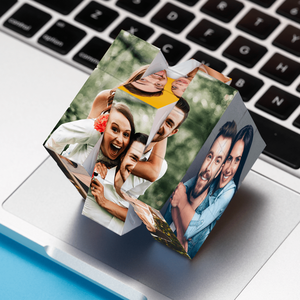 Cadeau de sympathie pour la perte du père Photo gravée Rubic's Cube - MaPhotocaleconFr
