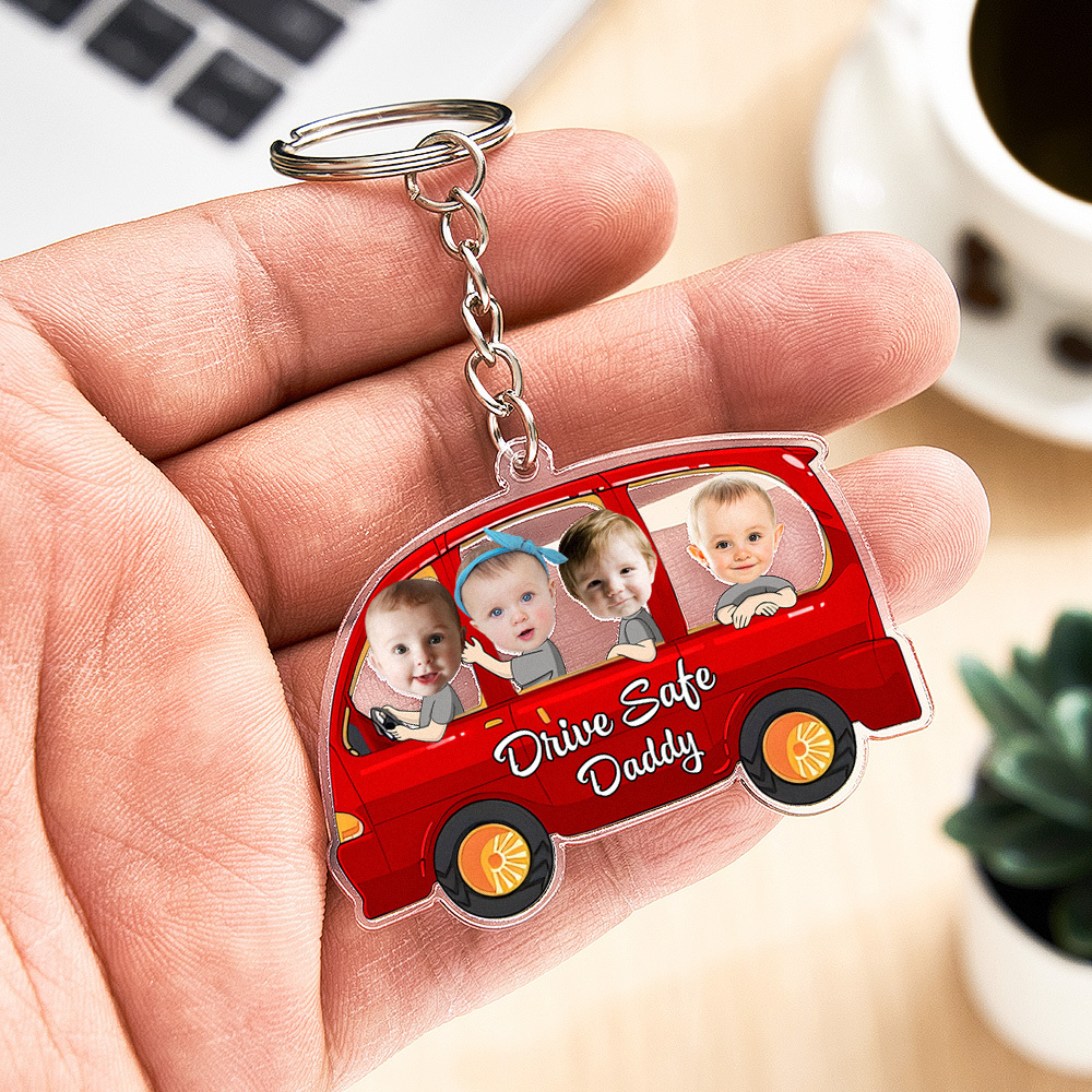 Porte-clés Personnalisé « conduisez Prudemment » ; Porte-clés De Style Voiture Personnalisé, Cadeaux Pour Papa - MaPhotocaleconFr