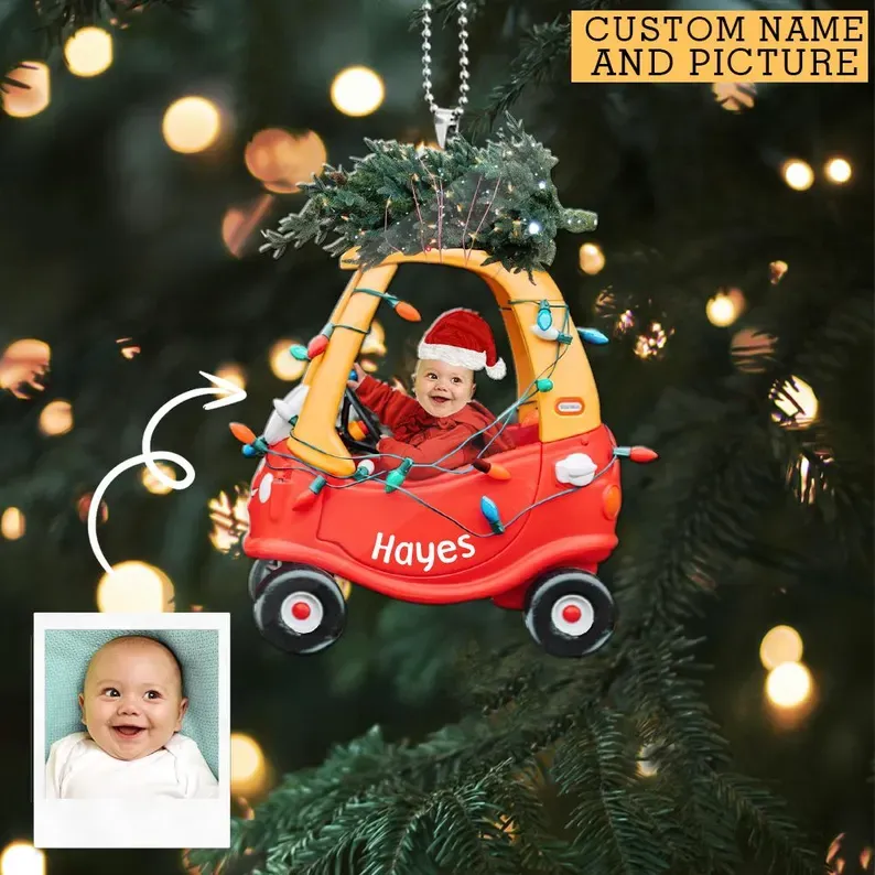 Décoration De Voiture Personnalisée Pour Noël, Avec Photo De Voiture Et Pendentif « papa, Conduis Prudemment » En Acrylique, Cadeau D'anniversaire Ou D'amour Pour Papa, Maman, Grand-père