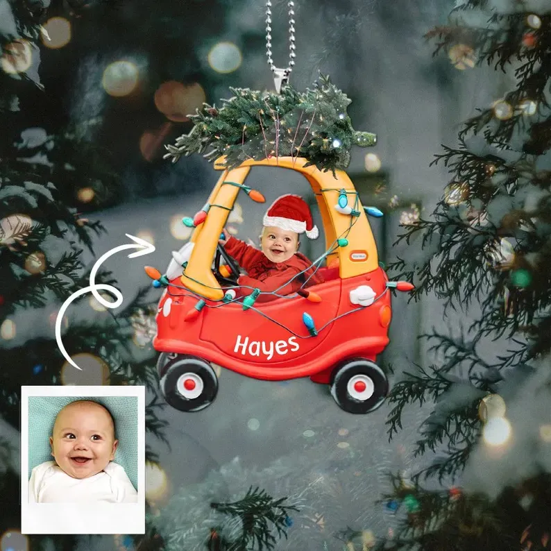 Décoration De Voiture Personnalisée Pour Noël, Avec Photo De Voiture Et Pendentif « papa, Conduis Prudemment » En Acrylique, Cadeau D'anniversaire Ou D'amour Pour Papa, Maman, Grand-père