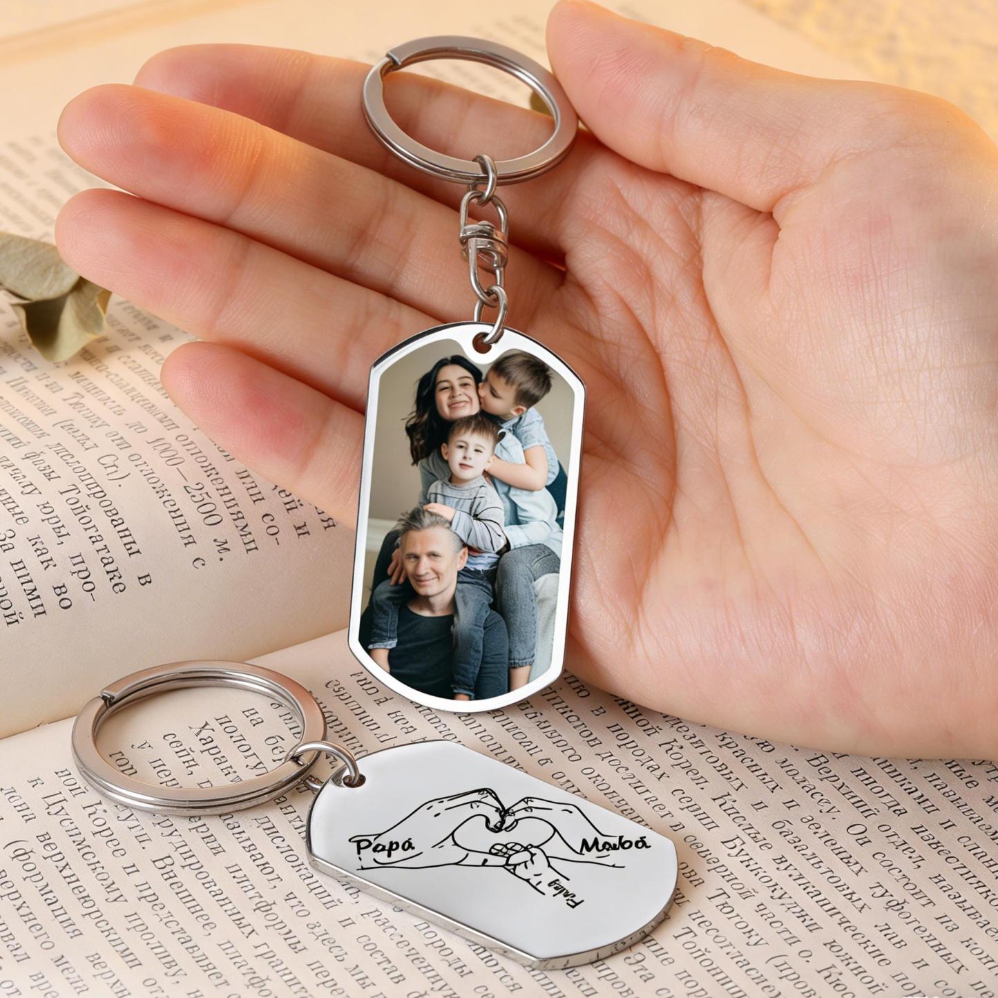 Porte-clés Photo Personnalisé Pour Hommes, Main De Papa Tenant Avec Les Noms Des Enfants, Cadeau De Nouveau Papa Pour Mari, Cadeau De Fête Des Pères Pour Papa, Papa, Grand-père