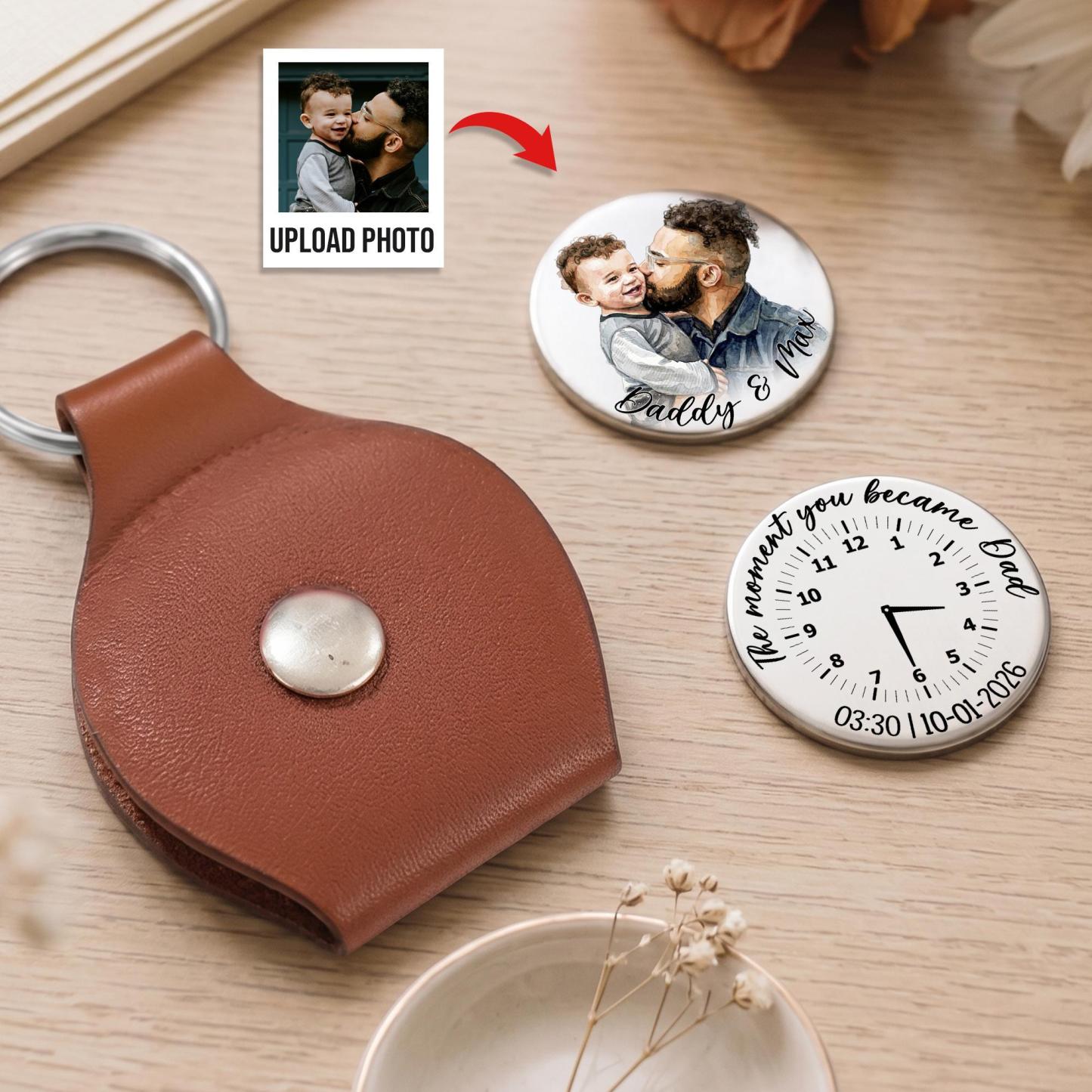 Personnalisé Le Moment Où Vous êtes Devenu Mon Papa Pocket Hug Porte-clés, Personnalisé 1er Cadeau De Fête Des Pères Pour Le Mari, Cadeau De Nouveau Papa De Born Baby