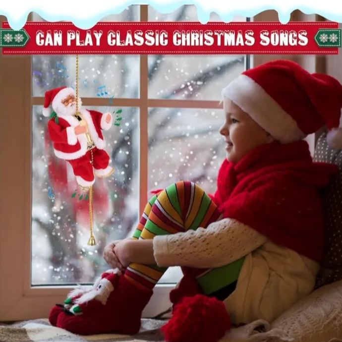 Corde À Grimper Musicale Père Noël, Cadeau De Noël Pour Enfants, Grimpe Et Descend Électriquement, Jouet De Noël, Décoration Pour Sapin De Noël - MaPhotocaleconFr