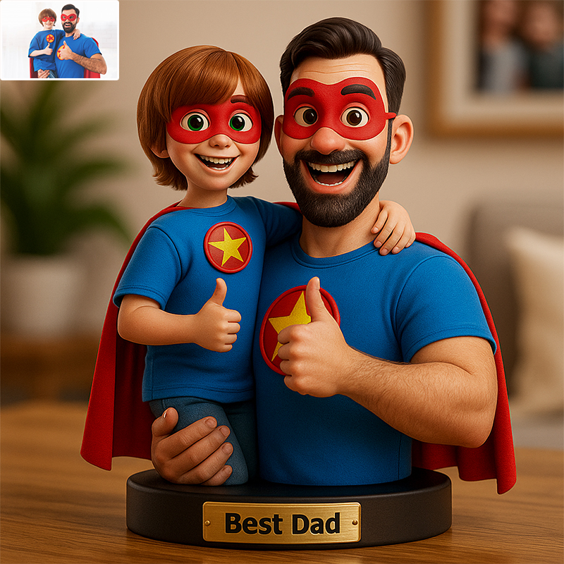 Figurine photo personnalisée de style Pixar du meilleur Papa