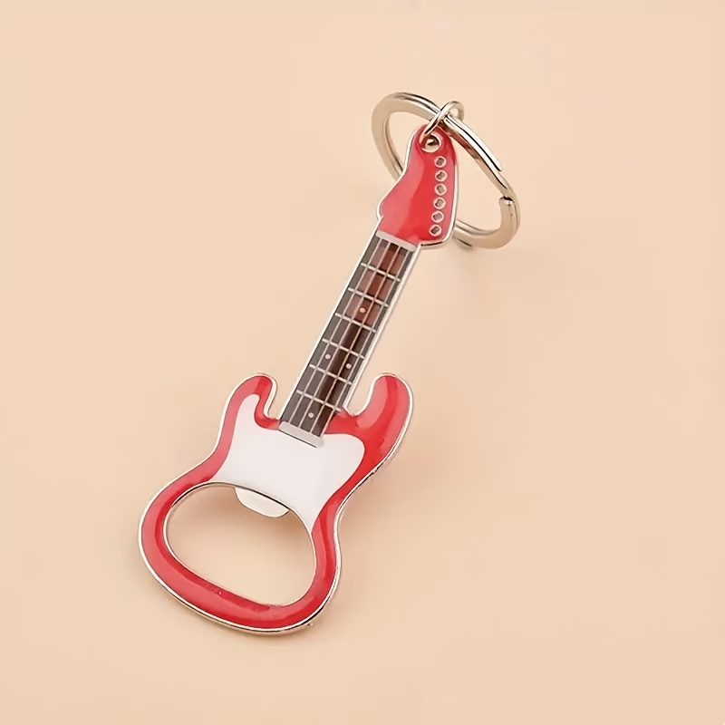 Porte-clés Ouvre-bouteille En Forme De Guitare, Design Élégant En Métal, Durable Et Portable, Idéal Comme Cadeau Pour Les Mélomanes Ou Pour Un Usage Quotidien. - MaPhotocaleconFr