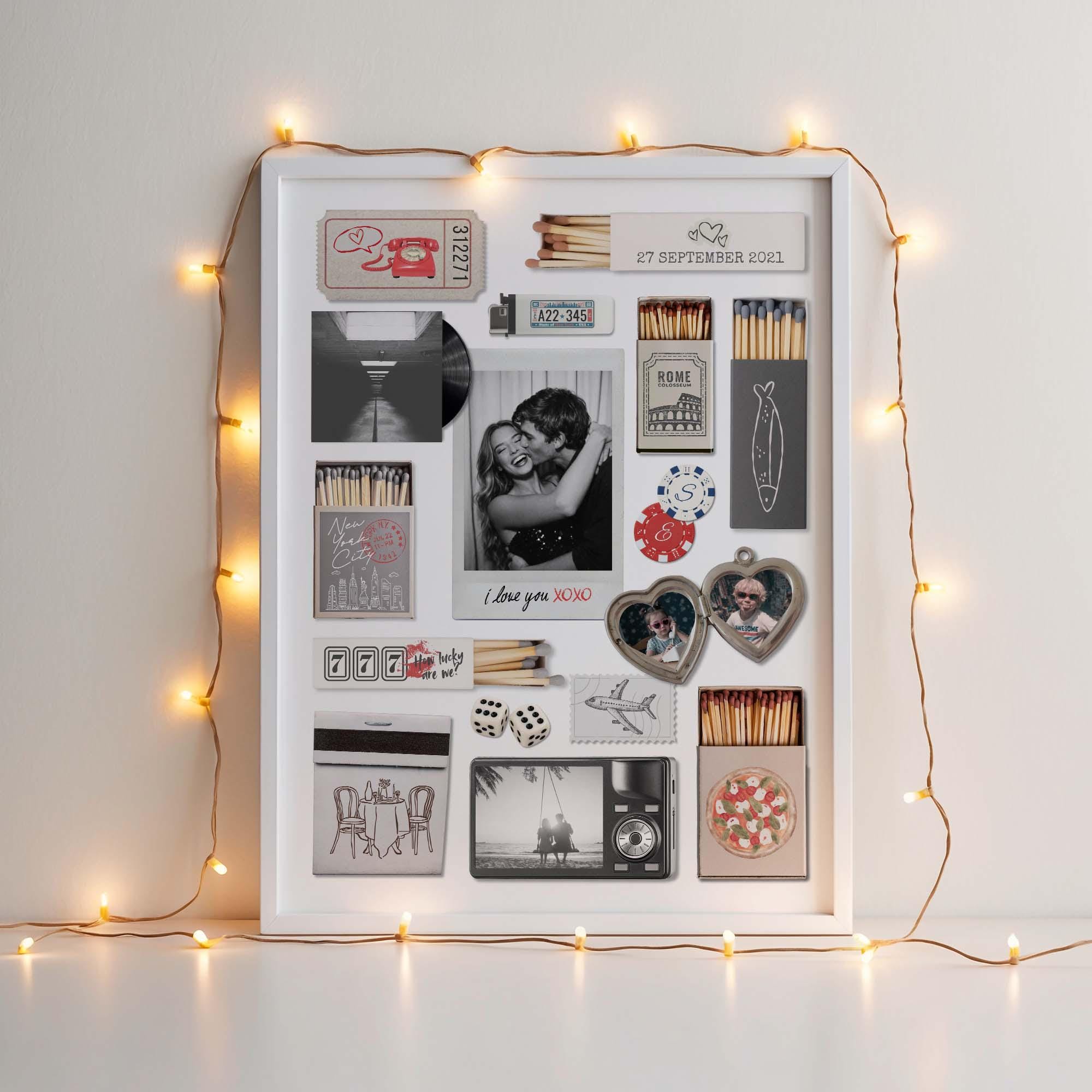 Cadre Photo Personnalisé En Boîte D'allumettes Avec Votre Texte, Poster Imprimé, Décoration Murale, Cadeau D'anniversaire