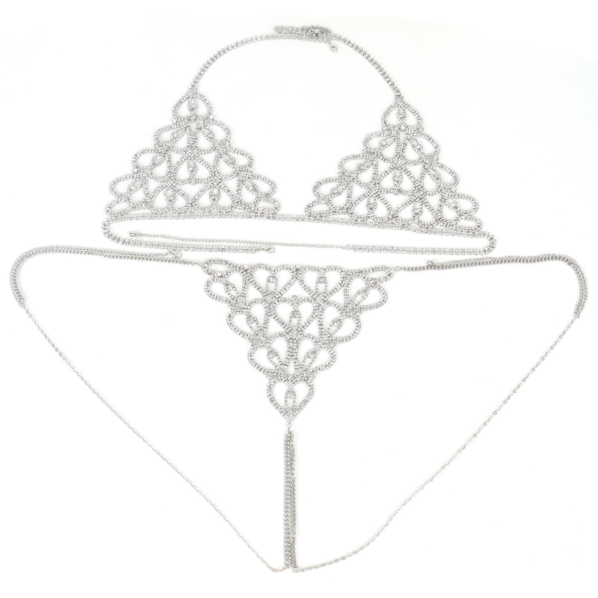 Soutien-gorge Chaîne De Corps De Luxe En Strass, Bijou De Poitrine Géométrique En Cristal Et Cœur Scintillant.