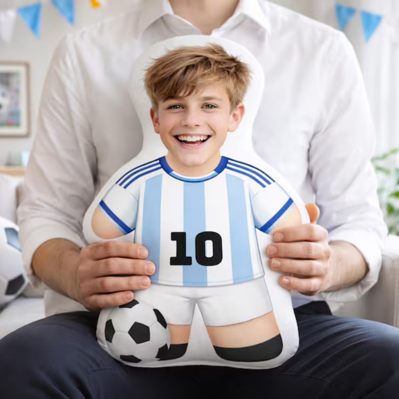 Oreiller de joueur de football personnalisé avec visage personnalisé, oreiller de poupée de joueur de football personnalisé, cadeau de football pour enfants, cadeau d'amateur de football, cadeau de championnat international de football 2026