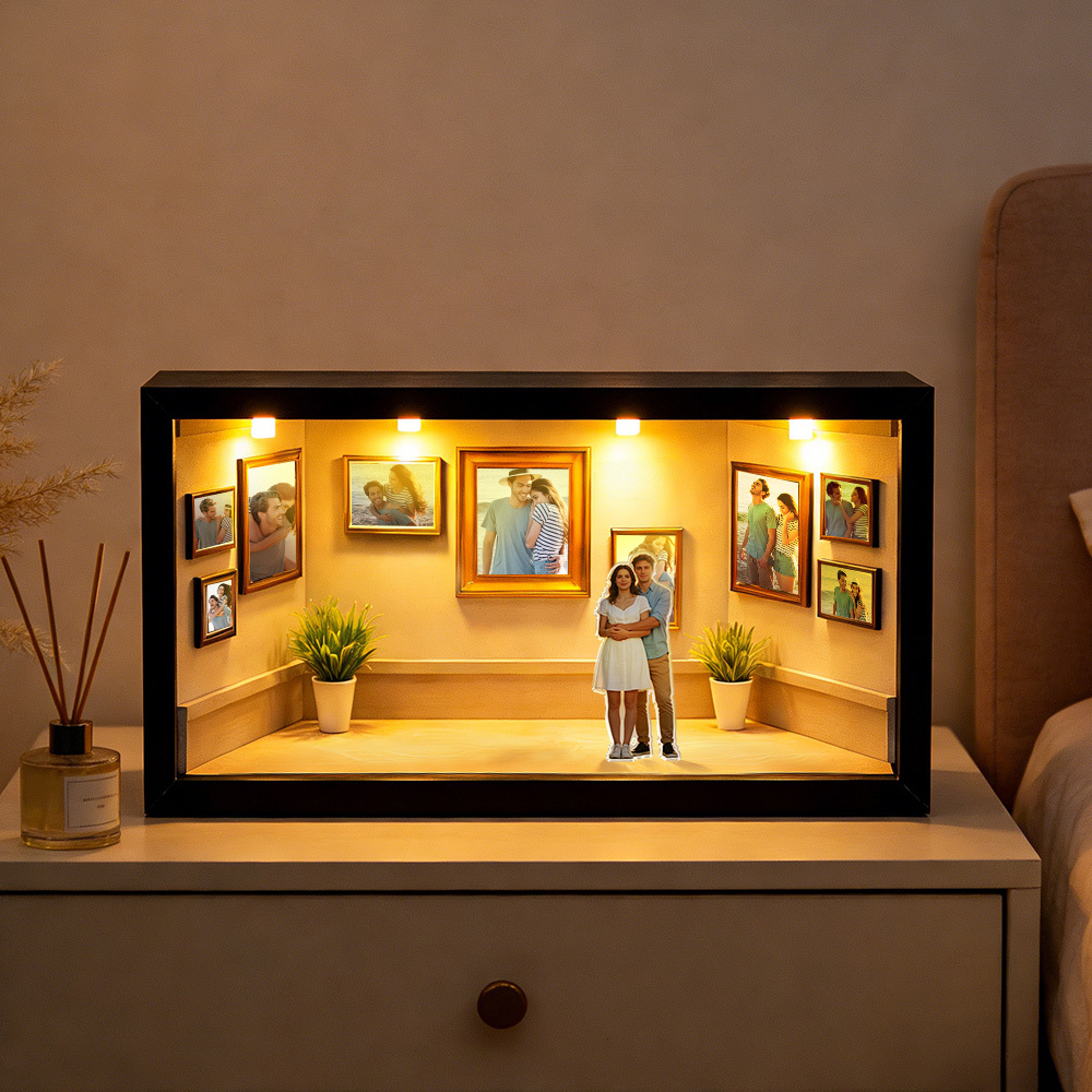 Boîte Lumineuse Personnalisée « musée De Nous », Présentoir Pour Figurines De Couple Sur Mesure, Une Histoire D'amour Transformée En Œuvre D'art