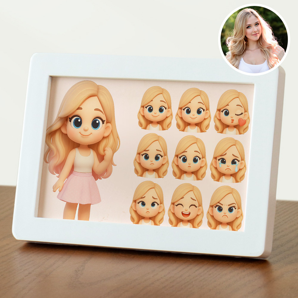 Cadre Photo Personnalisé Avec Image De Dessin Animé Et Émoticônes Q-version 9 Packs D'émoticônes Différents Cadre Photo Personnalisé