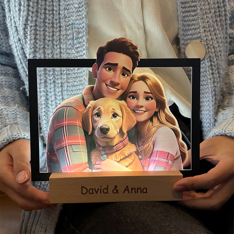 Veilleuse Avec Cadre Photo Personnalisé, Lampe Led Personnalisée Pour Couple, Cadeau Idéal Pour La Saint-valentin.