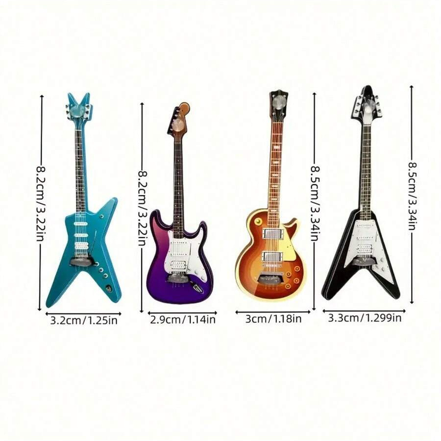Lot De 4 Aimants De Réfrigérateur En Forme De Guitare, Instruments De Musique - MaPhotocaleconFr