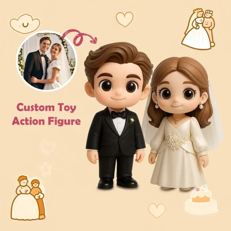 Personalisierte 3d-actionfigur Nach Foto – Individuelle Spielfigur Für Paare – Geschenkidee Zur Hochzeit - DePhotoBoxer