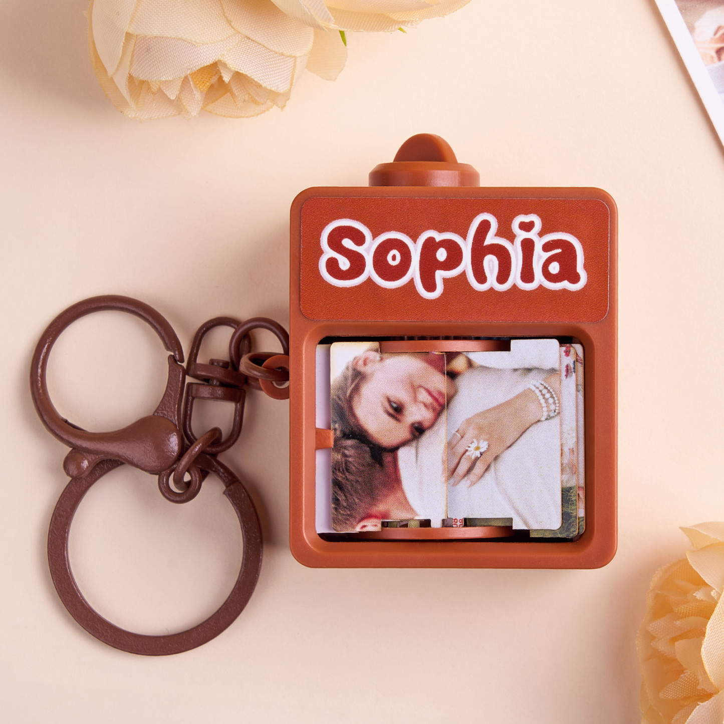 Benutzerdefinierter Flip-foto-schlüsselanhänger Personalisierter Flip-foto-schlüsselanhänger Mit Automatischer Rolle Flip-foto-schlüsselanhänger Überraschungsgeschenke - DePhotoBoxer