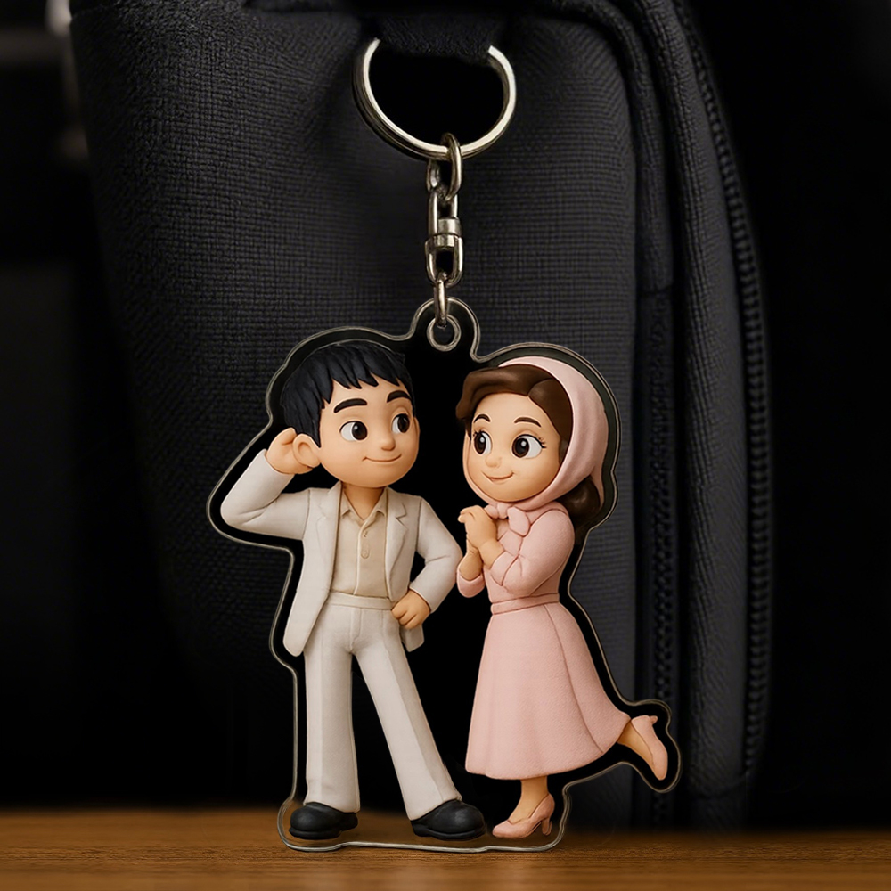 Personalisierter Schlüsselanhänger Für Paare, Acryl, Cartoon-schlüsselanhänger, Fototasche, Charm, Einzigartiges Andenken, Geschenk Für Liebhaber, Jahrestag, Geburtstag, Valentinstag