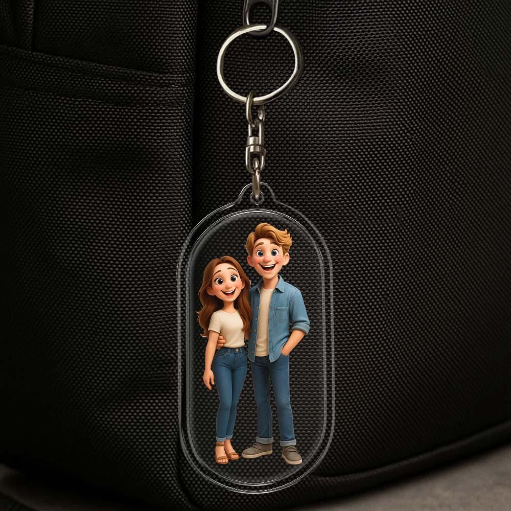 Personalisierter Acryl-cartoon-schlüsselanhänger, Foto-taschenanhänger, Einzigartiges Andenken-geschenk Für Liebhaber, Jahrestag, Geburtstag, Valentinstag, Urlaubsgeschenk - DePhotoBoxer