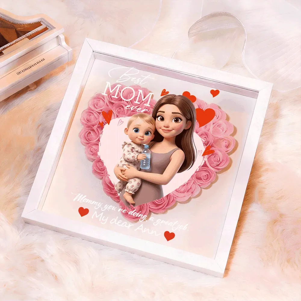 Personalisierte Blumen-schattenbox Mit Beleuchtung, Individuellem Foto Und Namen – Geschenk Für Mama, Geschenk Zum Muttertag - DePhotoBoxer