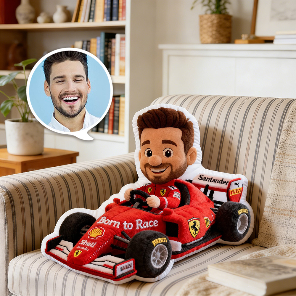Personalisiertes Foto-plüschkissen Im Pixar-rennwagen-stil