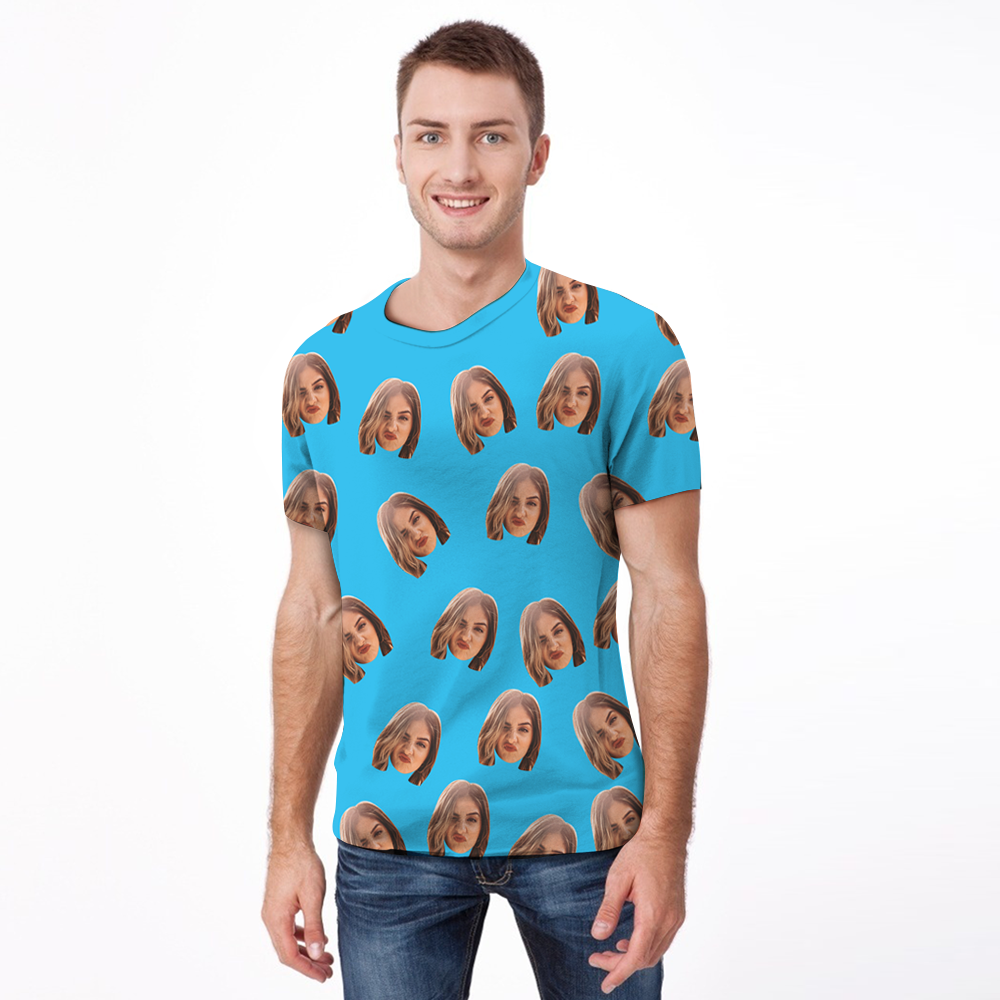 Valentinstag Custom My Face All Over Print T-shirt Personalisiertes Face Shirt Herren T-shirt - DePhotoBoxer