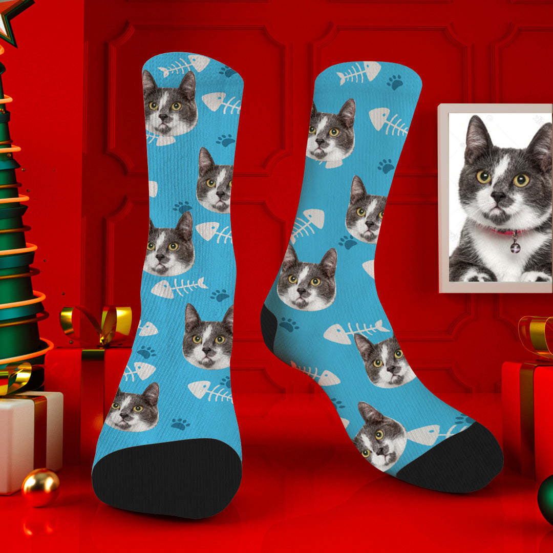 Benutzerdefinierte Gesichtssocken Einfacher Katzen-avatar - DePhotoBoxer