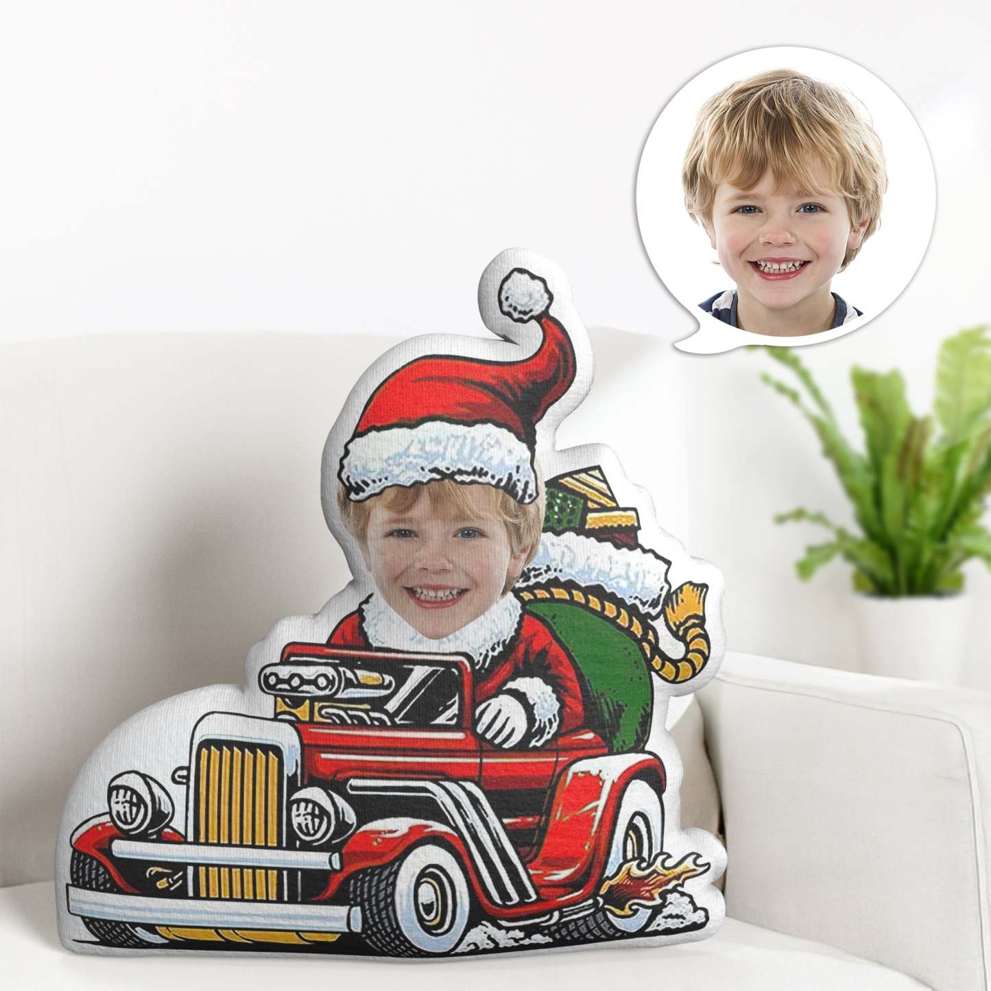 Körperkissen Mein Gesichtskissen Weihnachten Weihnachtsmann Auto Fahren Fotokissen Minime Kissen Individuelles Kissen Geschenk - MeineFotoTassen