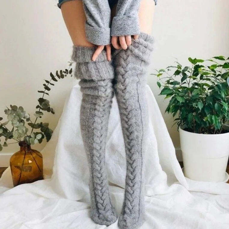 Gestrickt über die Knie Socken Frauen Winter Beinwärmer über Knie Dicke Beinwärmer