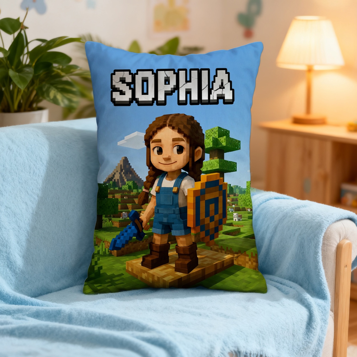 Individuell Gestaltetes Dekokissen Im Pixel-stil, Wohnaccessoire, Ideales Weihnachtsgeschenk Für Die Familie