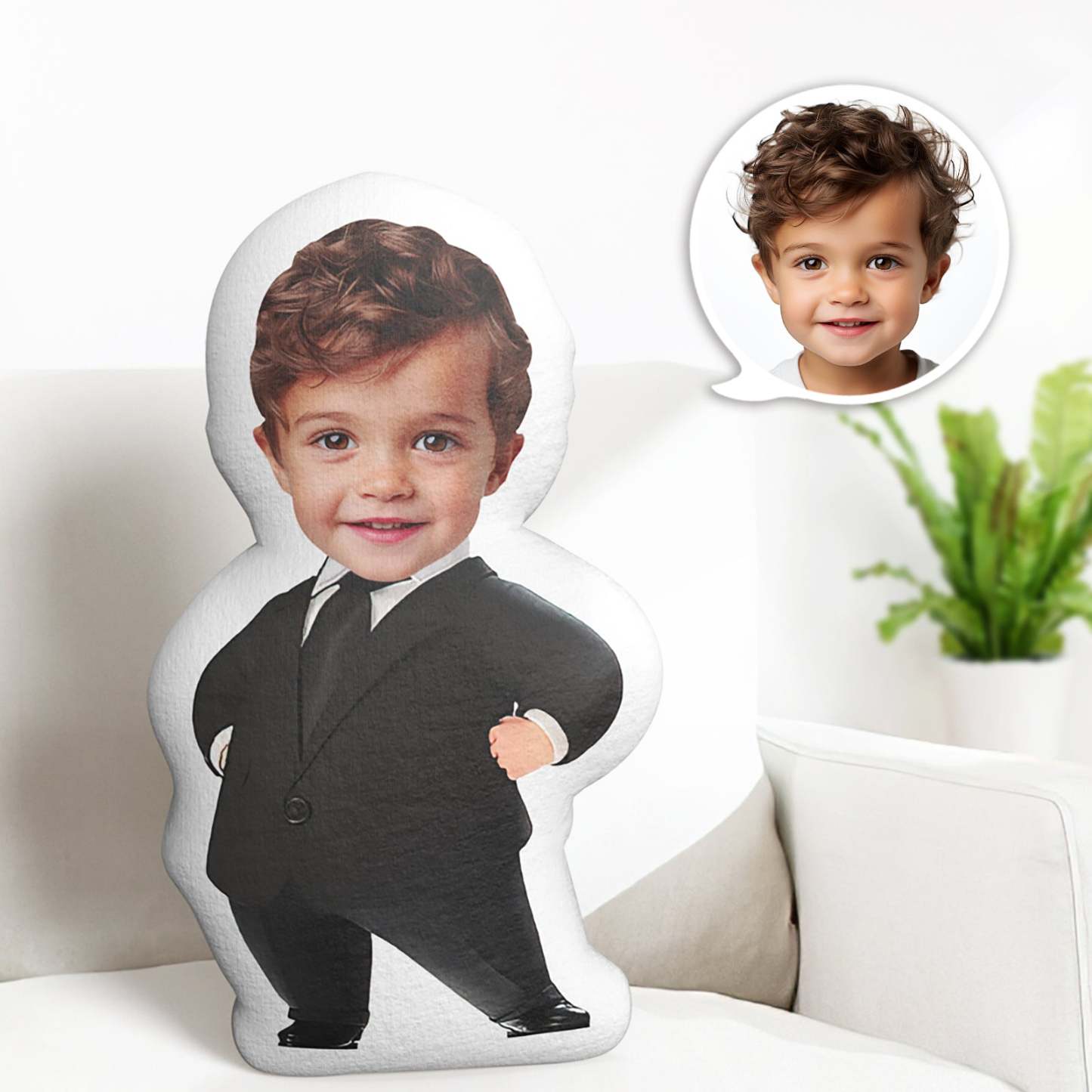 Benutzerdefinierte Gesichtskissen Minime Baby Boss Puppe Personalisierte Fotogeschenke Für Kinder - DePhotoBoxer