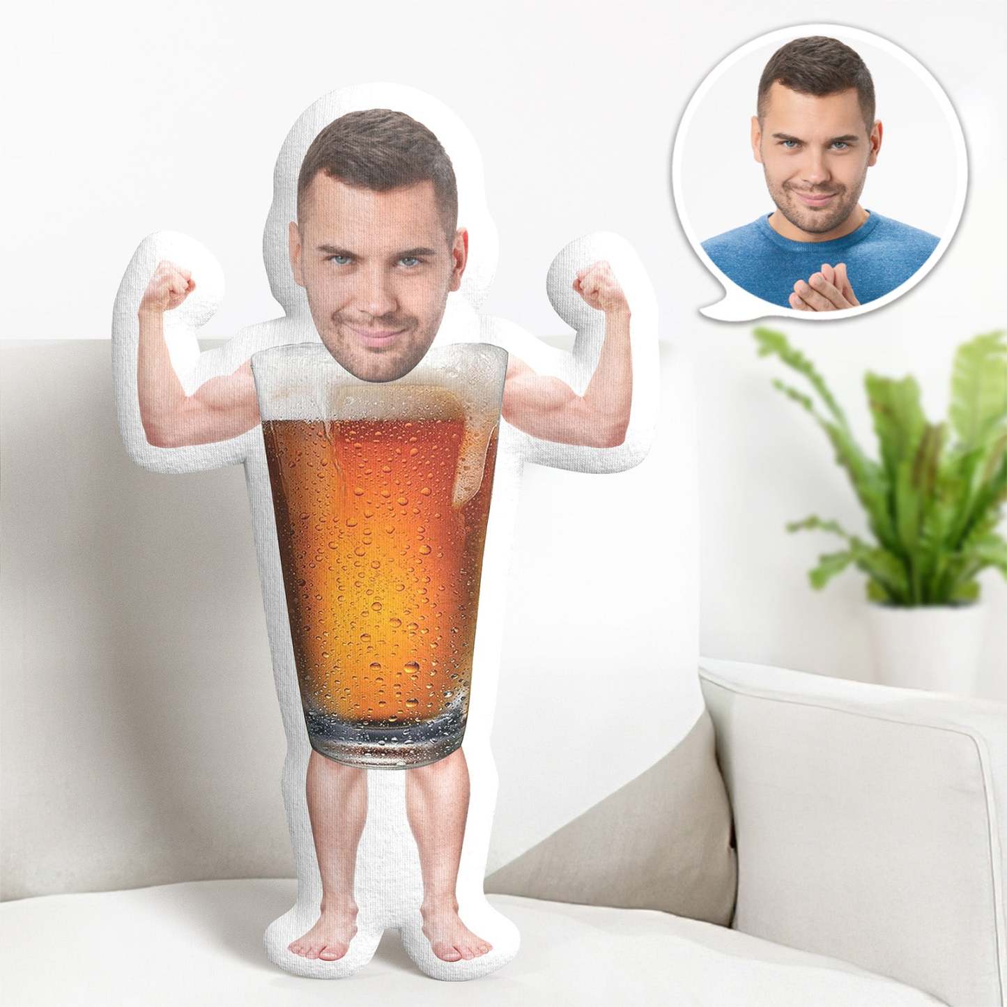 Personalisiertes Foto-gesichtskissen, Biermann-gesichtskissen, Gesichtsbild-kissen, Puppen-gesichtskörperkissen, Personalisierte Puppe - DePhotoBoxer