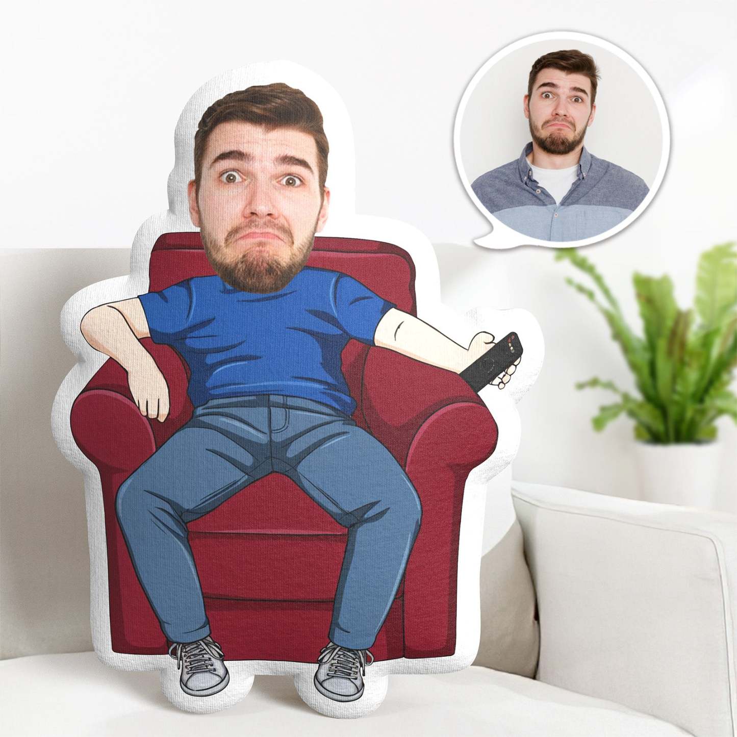 Personalisiertes Foto-gesichtskissen, Ehemann Auf Safa Geborenes Gesichtskissen, Gesichtsbild-kissen, Puppengesichts-körperkissen, Personalisierte Puppe - DePhotoBoxer