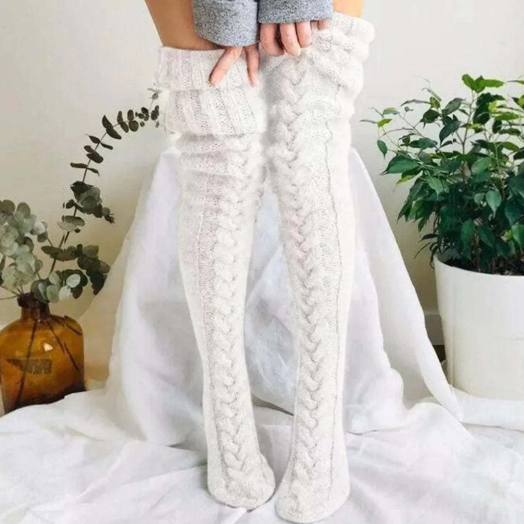 Gestrickt über die Knie Socken Frauen Winter Beinwärmer über Knie Dicke Beinwärmer