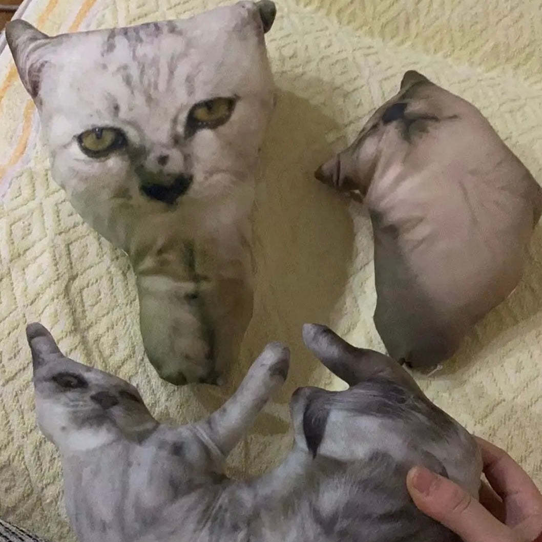 Individuelles Tierfoto 3d-kissen, Haustierportrait, Wurfkissen, Hässliches Haustierkissen, Schwarze Katze - DePhotoBoxer
