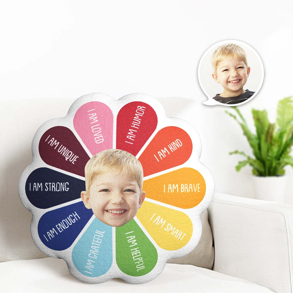 Benutzerdefiniertes Foto-gesichtskissen „ich Bin Nett, Ich Bin Schlau, Ich Bin Dankbar“, Personalisiertes Foto-kissen In Individueller Form - MeineFotoTassen