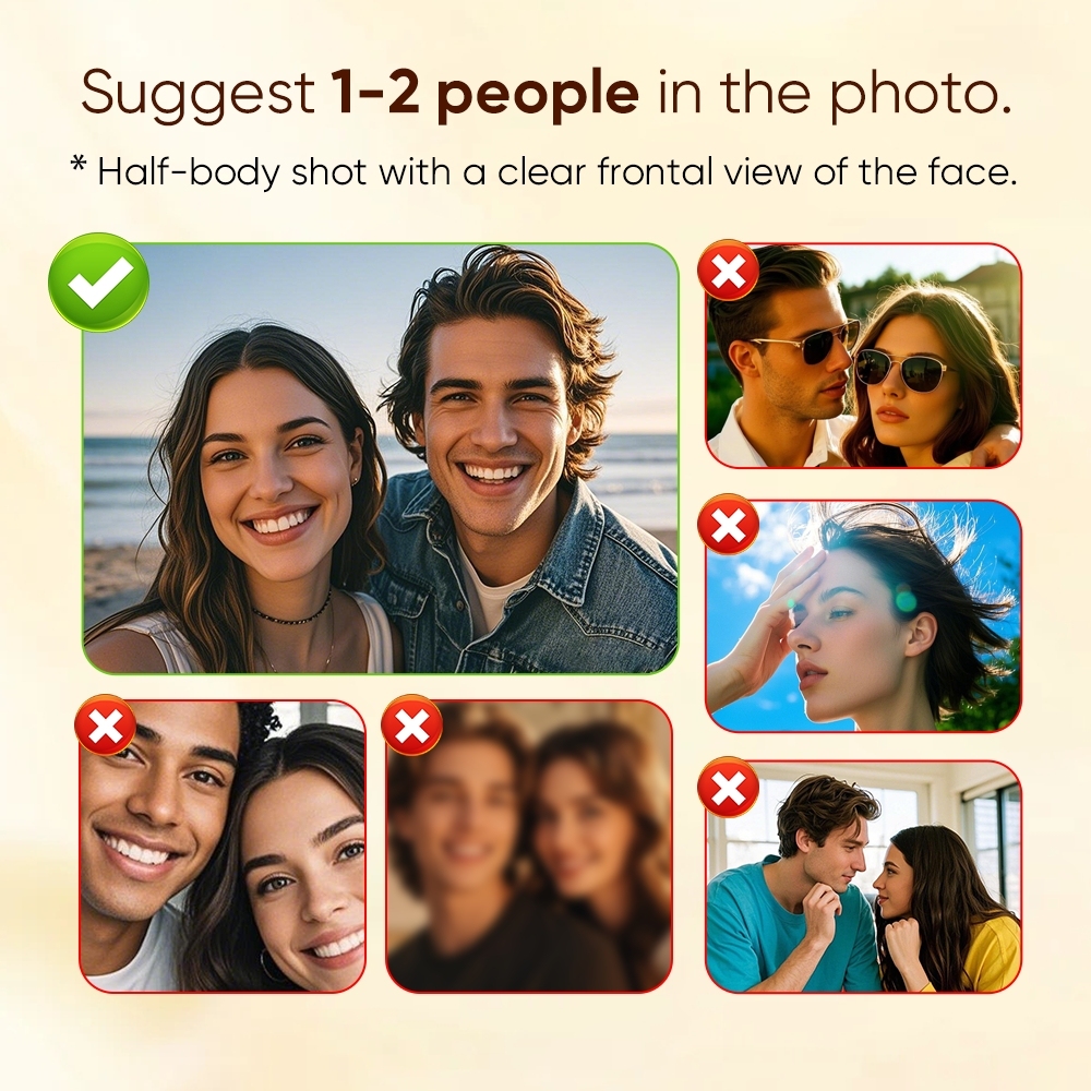 Valentinstagsgeschenke: Individuelles Cartoon-paarfoto, Quadratisch, Warmes Licht, Fotorahmenlampe, Valentinstagsgeschenk Für Paare - DePhotoBoxer