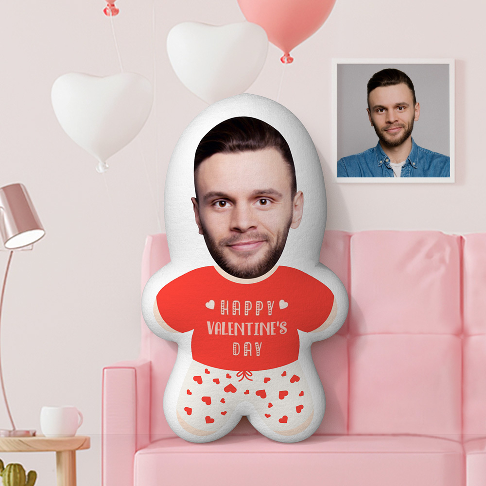 Personalisiertes Minikissen zum Valentinstag, Lustiges personalisiertes Gesichtsgeschenk, personalisiertes Fotoset-Kissen Valentinstagsgeschenk für Freund