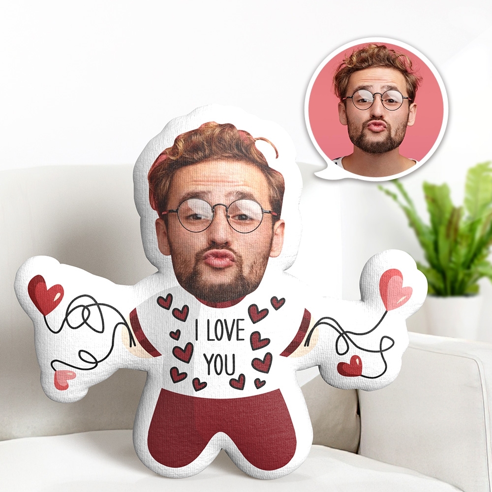 Personalisiertes Minikissen zum Valentinstag, personalisiertes Gesicht, personalisiertes Fotokissen Valentinstagsgeschenk für den Freund